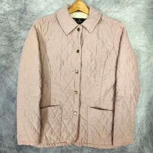 Barbour Quilted Jacket Dusty Rose Pink Womens 8 Diamond Snap Country Equestrian